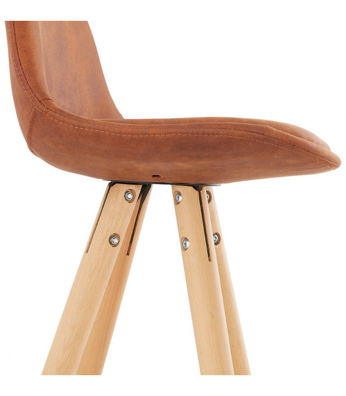 Tabouret de bar design marron en tissu et bois Adagio Mini 65