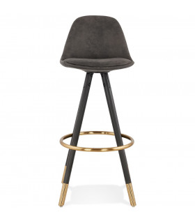 Tabouret de bar design gris foncé en tissu et bois Ayres