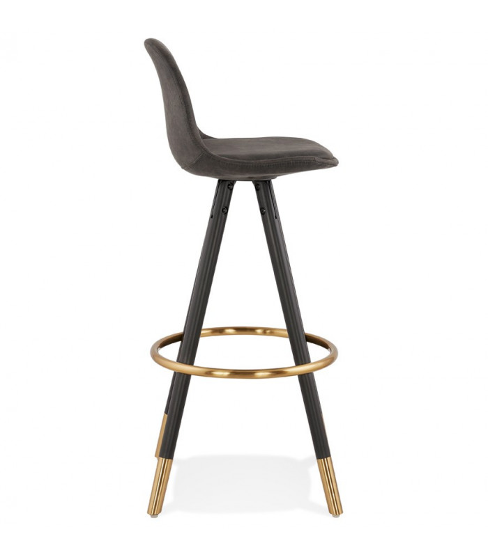 Tabouret de bar design gris foncé en tissu et bois Ayres