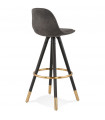 Tabouret de bar design gris foncé en tissu et bois Ayres