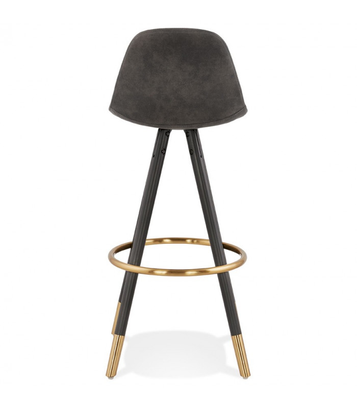 Tabouret de bar design gris foncé en tissu et bois Ayres