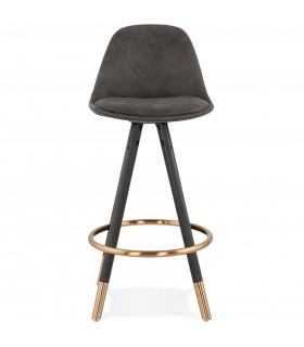 Tabouret de bar design gris foncé en tissu et bois Ayres Mini