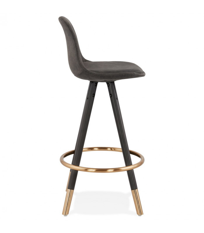 Tabouret de bar design gris foncé en tissu et bois Ayres Mini
