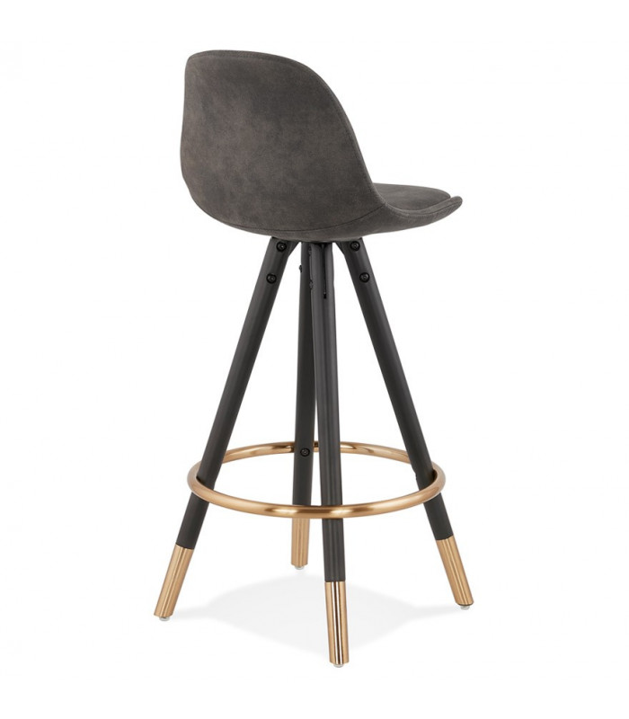 Tabouret de bar design gris foncé en tissu et bois Ayres Mini