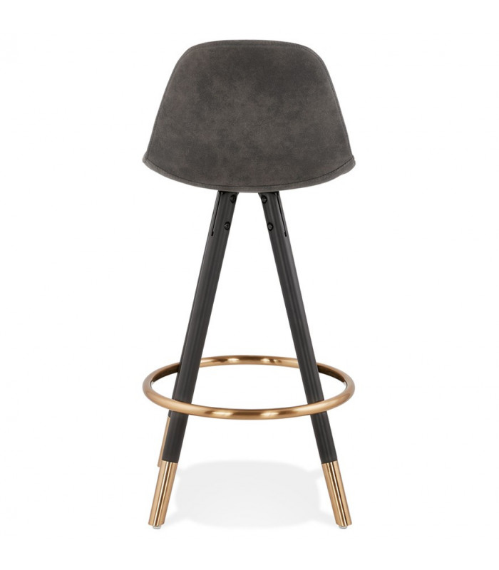 Tabouret de bar design gris foncé en tissu et bois Ayres Mini