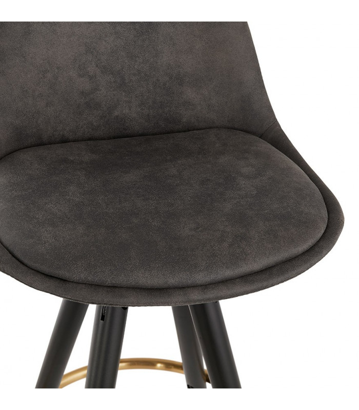 Tabouret de bar design gris foncé en tissu et bois Ayres Mini