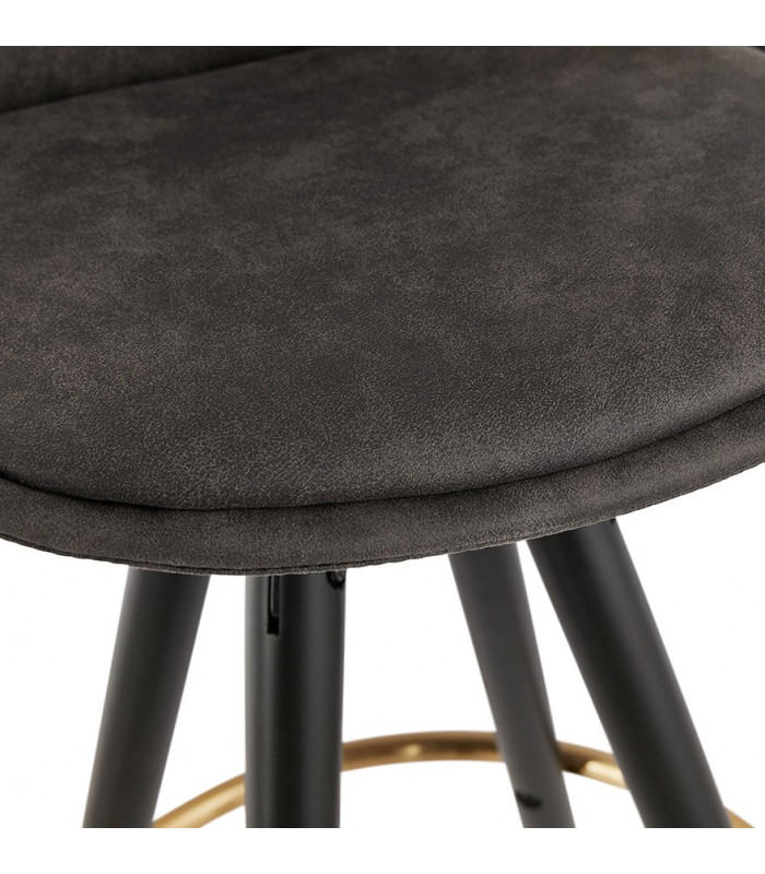 Tabouret de bar design gris foncé en tissu et bois Ayres Mini