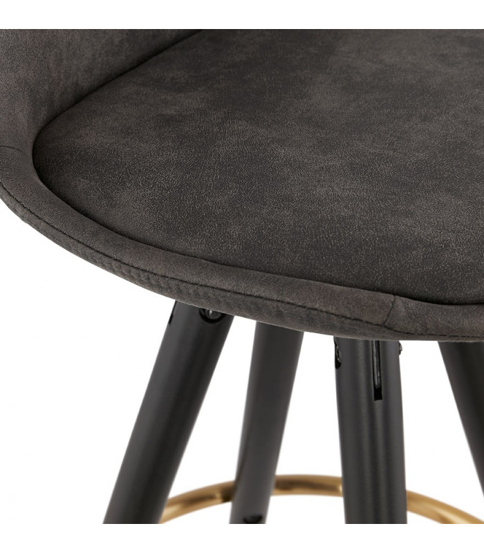 Tabouret de bar design gris foncé en tissu et bois Ayres Mini