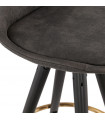 Tabouret de bar design gris foncé en tissu et bois Ayres Mini