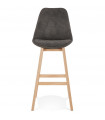Tabouret de bar design gris foncé en tissu et bois Nya
