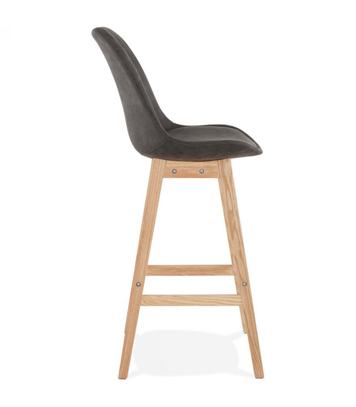 Tabouret de bar design gris foncé en tissu et bois Nya