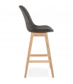 Tabouret de bar design gris foncé en tissu et bois Nya