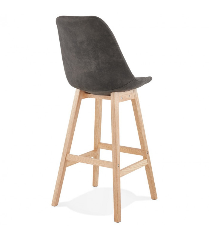 Tabouret de bar design gris foncé en tissu et bois Nya