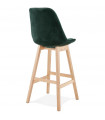 Tabouret de bar design vert en tissu et bois Alvah