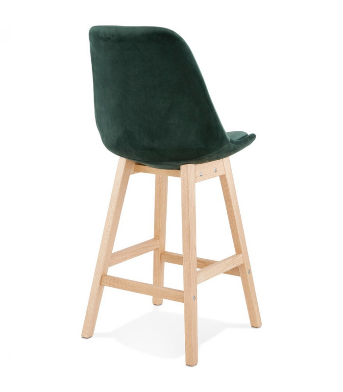 Tabouret de bar design vert en tissu et bois Alvah Mini