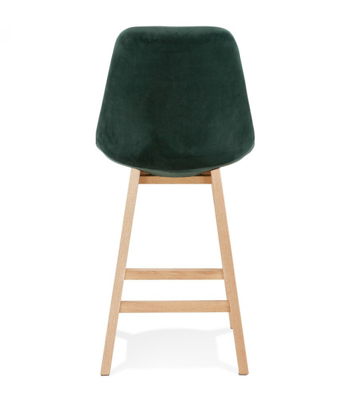 Tabouret de bar design vert en tissu et bois Alvah Mini