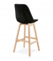 Tabouret de bar design noir en tissu et bois Alvah