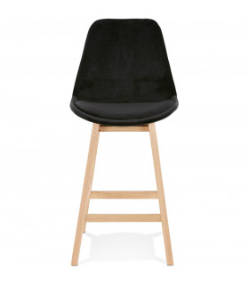 Tabouret de bar design noir en tissu et bois Alvah Mini