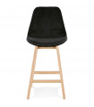 Tabouret de bar design noir en tissu et bois Alvah Mini