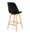 Tabouret de bar design noir en tissu et bois Alvah Mini