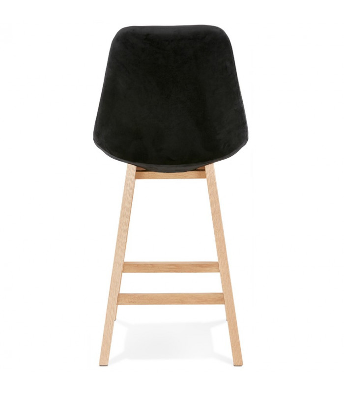 Tabouret de bar design noir en tissu et bois Alvah Mini