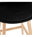 Tabouret de bar design noir en tissu et bois Alvah Mini
