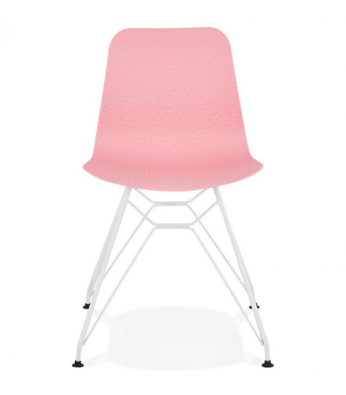 Chaise design rose en plastique et métal Curl