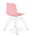 Chaise design rose en plastique et métal Curl