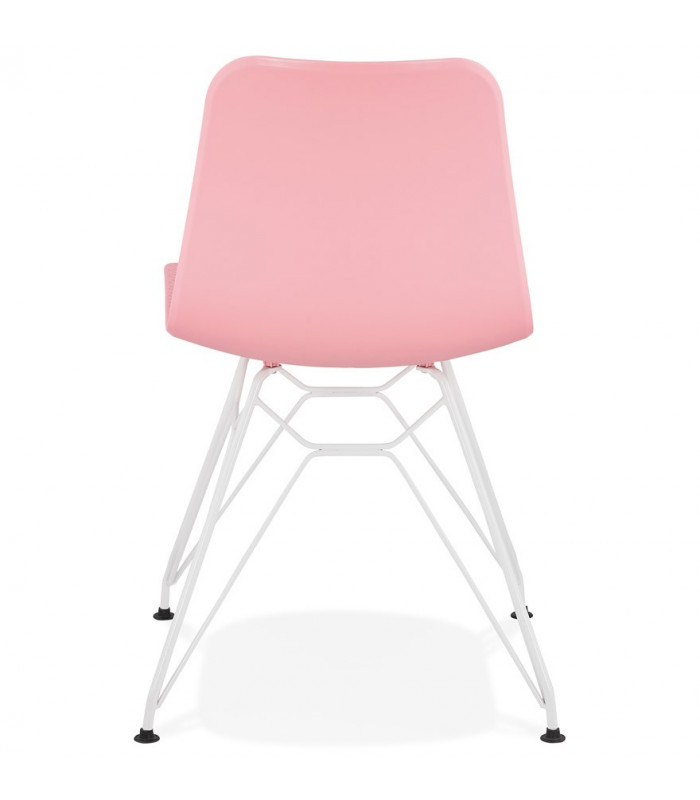 Chaise design rose en plastique et métal Curl