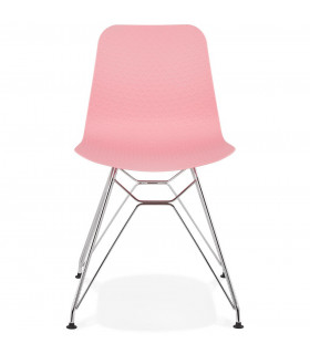 Chaise design rose en plastique et métal Curl