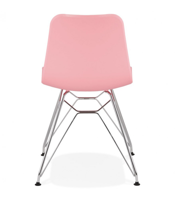 Chaise design rose en plastique et métal Curl