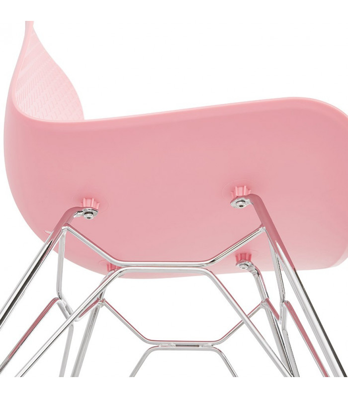 Chaise design rose en plastique et métal Curl