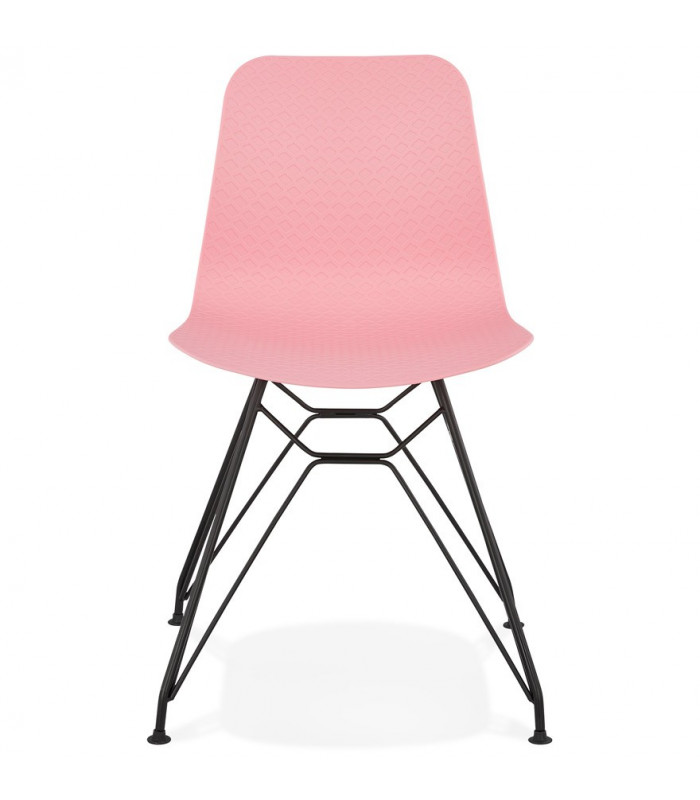 Chaise design rose en plastique et métal Curl