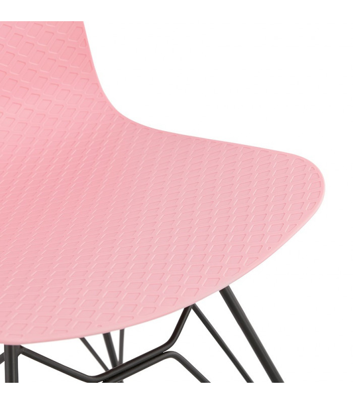Chaise design rose en plastique et métal Curl