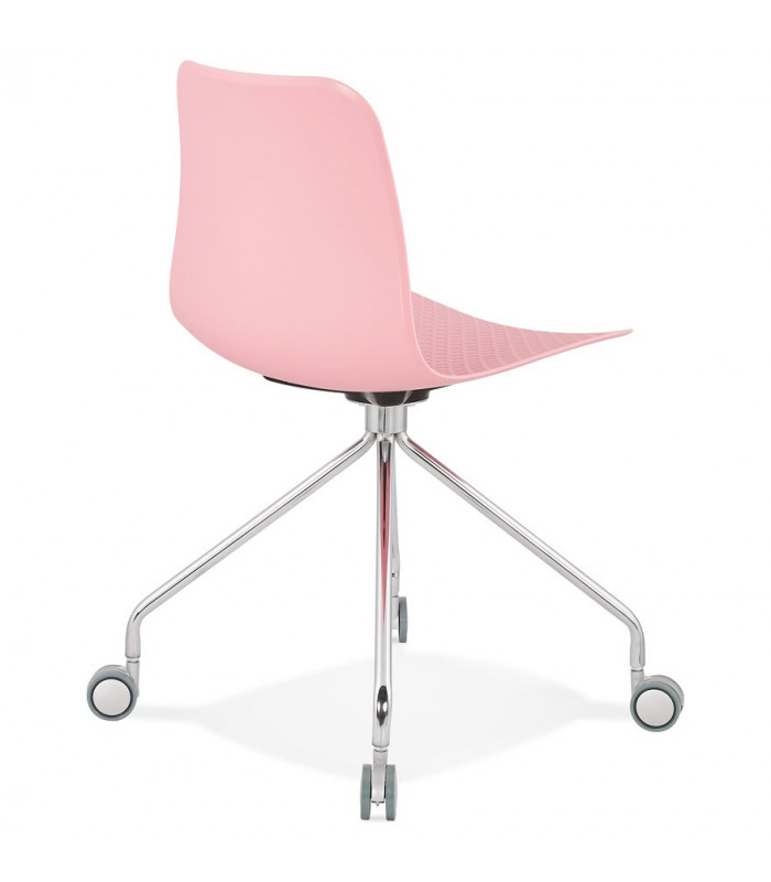 Chaise design rose en plastique et métal Malibu