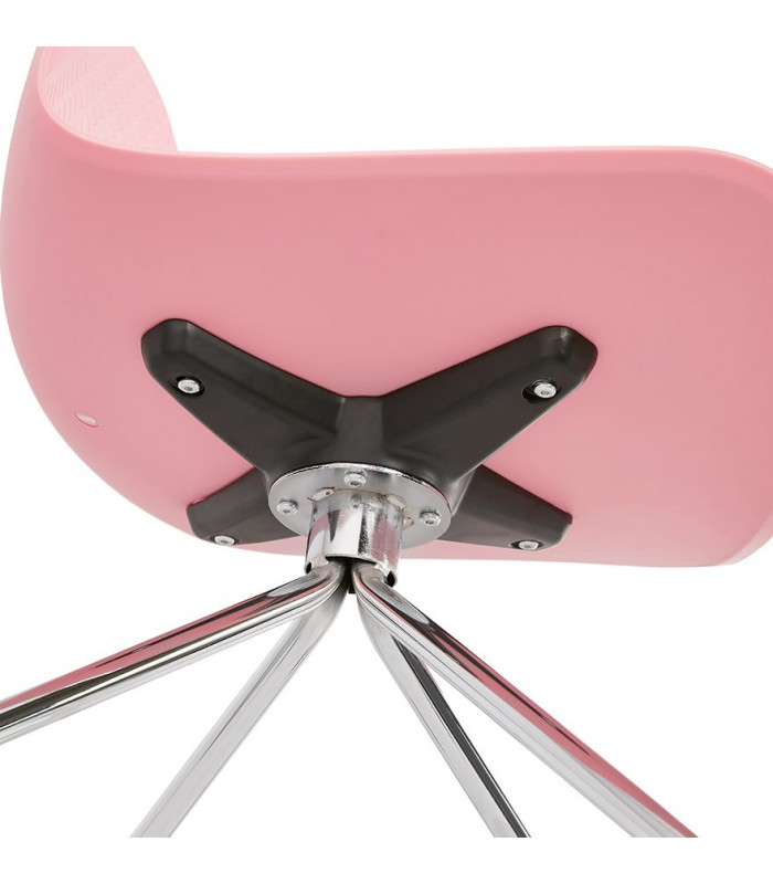 Chaise design rose en plastique et métal Malibu