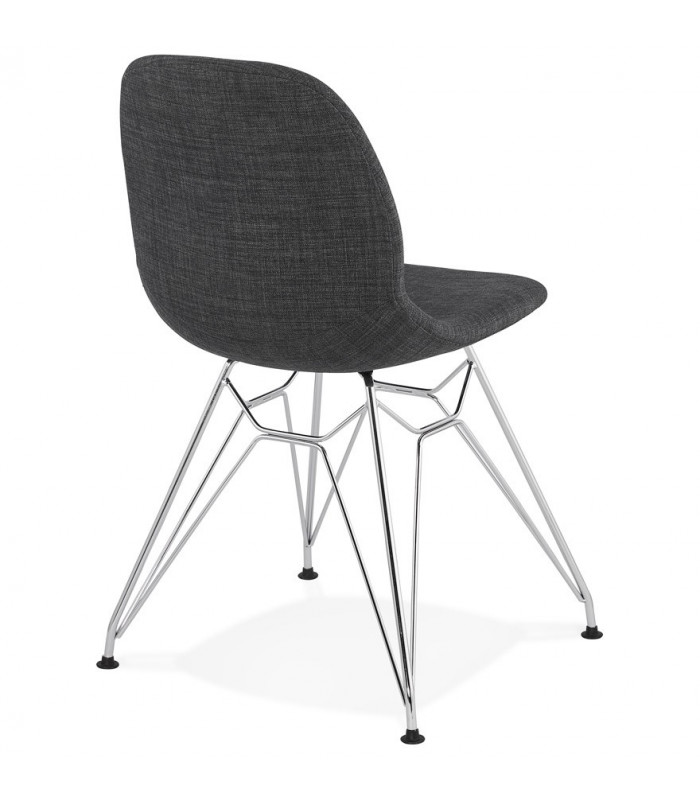 Chaise design gris foncé en tissu et métal Kora