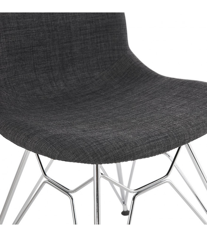 Chaise design gris foncé en tissu et métal Kora
