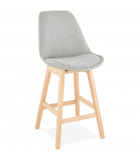 Tabouret de bar design gris en tissu et bois Leila Mini