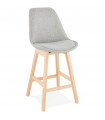 Tabouret de bar design gris en tissu et bois Leila Mini