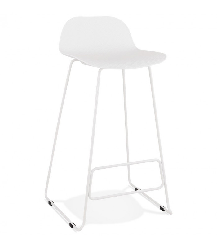 Tabouret de bar design blanc en plastique et métal Monaco