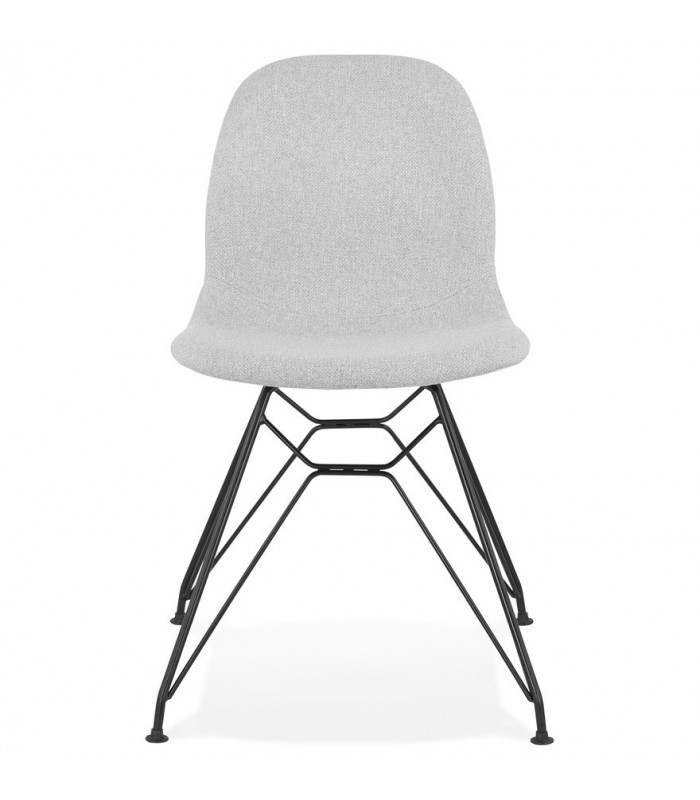 Chaise design gris clair en tissu et métal Kora