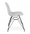 Chaise design gris clair en tissu et métal Kora