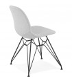 Chaise design gris clair en tissu et métal Kora