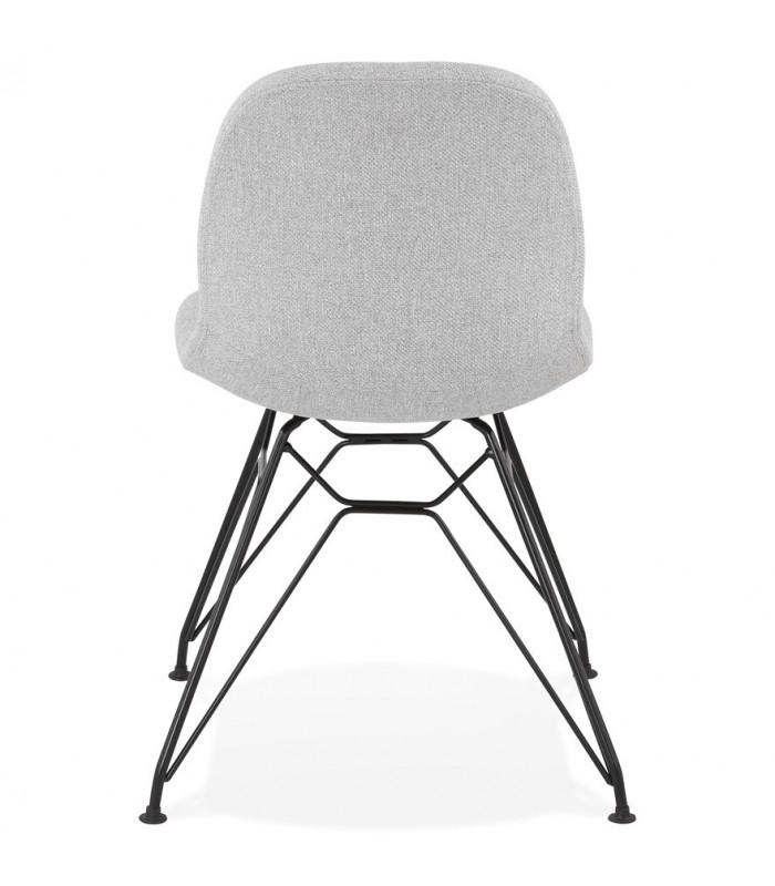 Chaise design gris clair en tissu et métal Kora