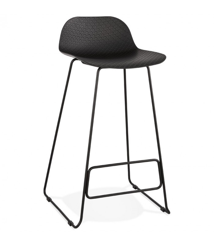 Tabouret de bar design noir en plastique et métal Monaco