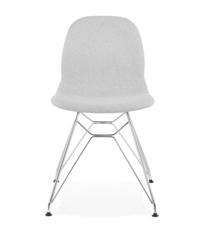 Chaise design gris clair en tissu et métal Kora
