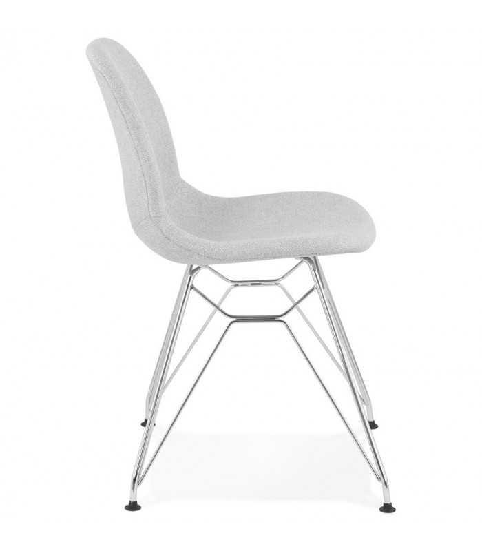 Chaise design gris clair en tissu et métal Kora