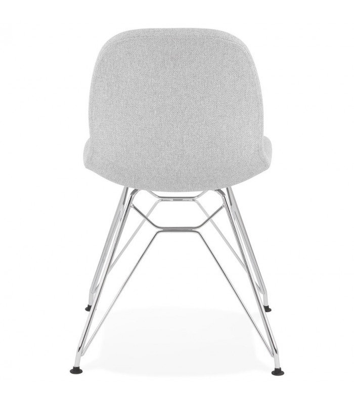 Chaise design gris clair en tissu et métal Kora