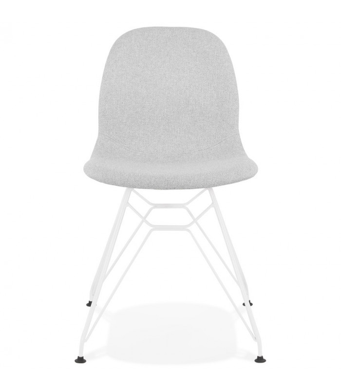 Chaise design gris clair en tissu et métal Kora